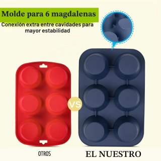 Molde Grande Silicona 6 Muffins para Hornear