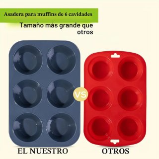 Molde Grande Silicona 6 Muffins para Hornear