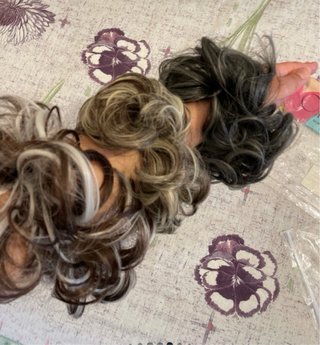 Chignon finto capelli castani con mèches bionde