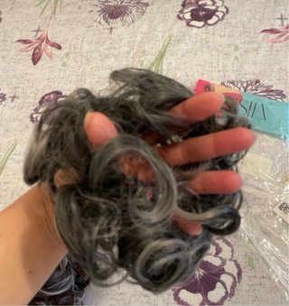 Chignon finto capelli castani con mèches bionde