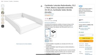 Cambiador bebé bordes elevados y redondeados