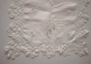 Juego Tapetes Antiguos Bordados Encaje