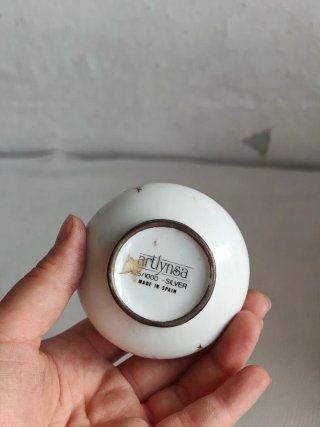 Jarrón porcelana plata decorado a mano