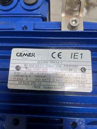 Motor Eléctrico CEMER 3kw NUEVO A ESTRENAR