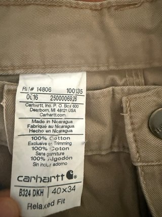 Pantalones Carhartt Beige Medidas en las totos