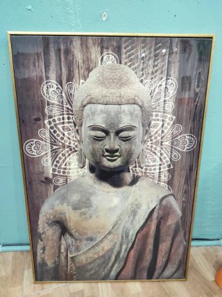 Cuadro Buda Madera y Piedra