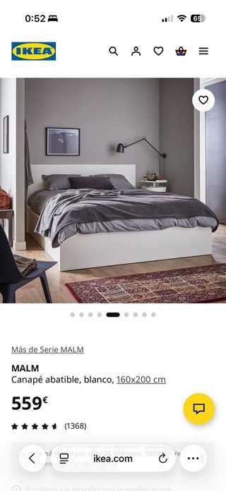 Canapé abatible IKEA MALM 160x200 blanco