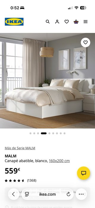 Canapé abatible IKEA MALM 160x200 blanco
