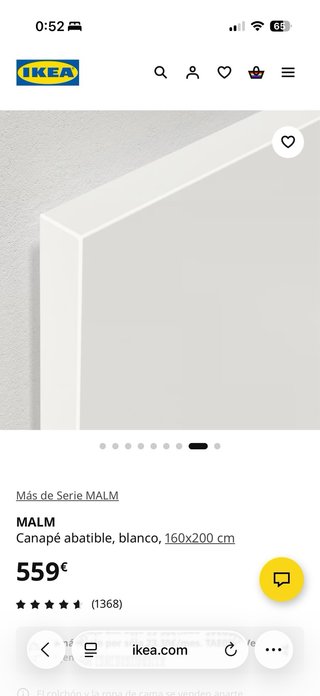 Canapé abatible IKEA MALM 160x200 blanco