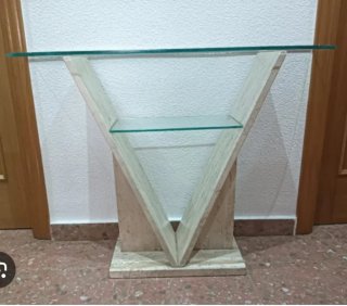 Mueble auxiliar mármol y cristal