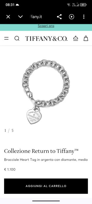 Bracciale retorno Tiffany & Co. maglia spessa cuor