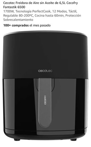 Cecotec Freidora Aire 6,5L Cecofry Fantastik 6500