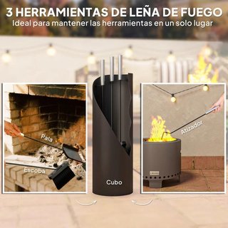 Juego de Utensilios para Chimenea de 4 Piezas