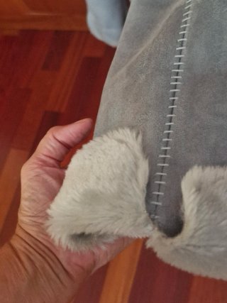 Cazadora mujer ante sintético gris