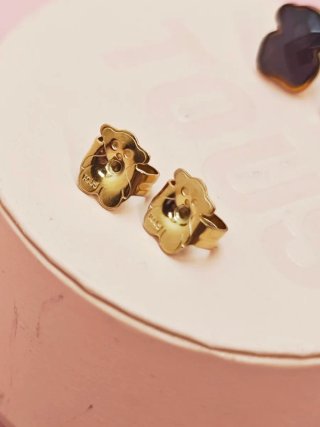 Pendientes Oso Tous Acero Inoxidable Negro Dorado