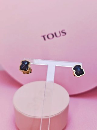 Pendientes Oso Tous Acero Inoxidable Negro Dorado