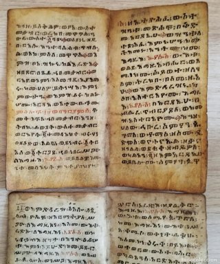 Antiguos manuscritos coptos en pergamino