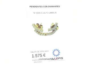 pendientes oro 18k con piedra con diamante