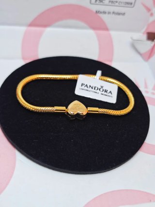 Pulsera Pandora dorada Ale s925 17 cm corazón
