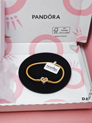 Pulsera Pandora dorada Ale s925 17 cm corazón