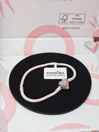 Pulsera Pandora Corazón Alas angel Plata 17cm