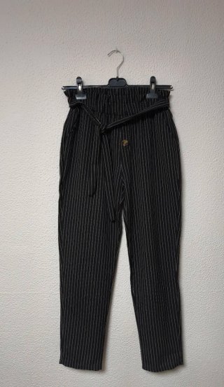 Pantalón de rayas cintura alta mujer
