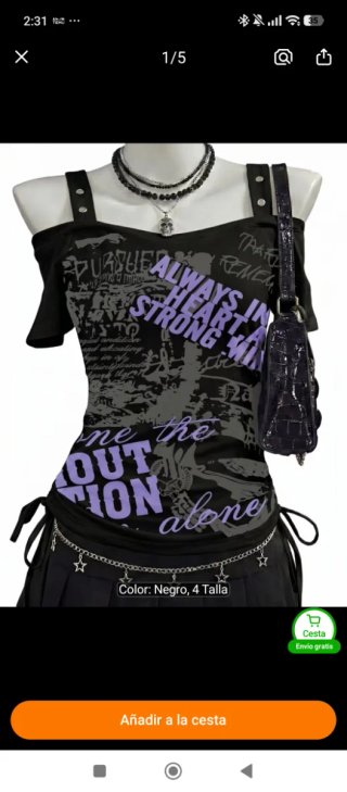 Camiseta punk negra y morada