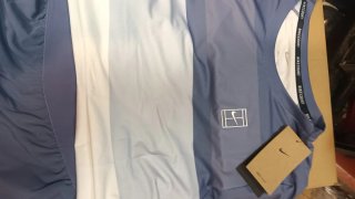 Maglietta Nike Tennis a Righe Blu e Bianco