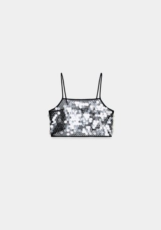 Top lentejuelas plateado Talla S