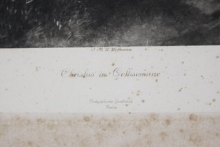 Antiguo grabado de "Cristo en Getsemaní" de Heinrich Hofmann. Numerada.