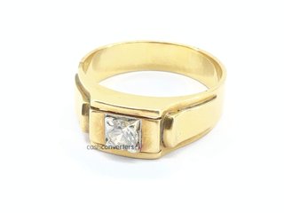 anillo oro 18k con piedra con circonita