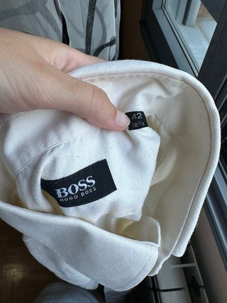 Camisa Hugo Boss Beige Manga Larga