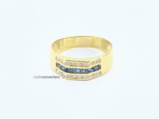 anillo oro 18k con piedra con circonita,zafiro