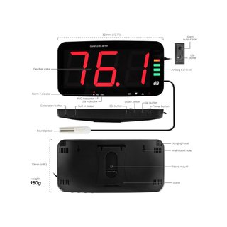 Medidor de decibelios DANOPLUS con alarma visual