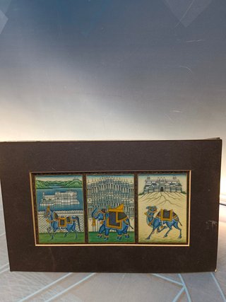 Lamina, 28x18 cm. pinturas en miniatura de Rajasthan, titulado "Three Cities of Rajasthan"