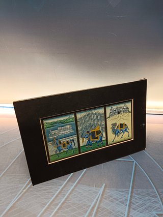 Lamina, 28x18 cm. pinturas en miniatura de Rajasthan, titulado "Three Cities of Rajasthan"