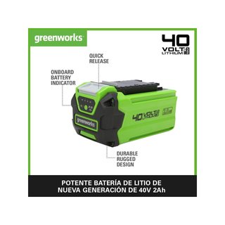 Greenworks G40B2 batería 40V 2Ah recarga rápida