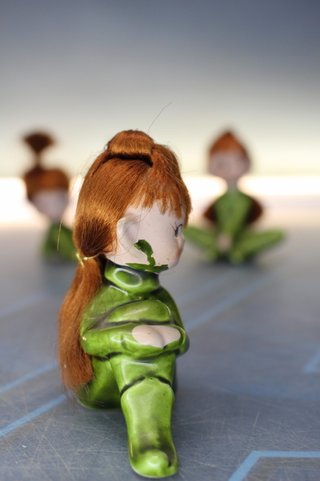 Cerámica Napco. 3 figuritas de bailarinas, elfos o duendes. Años 50. Pixie Girls.