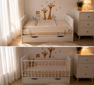 Cuna y cama infantil con cajón