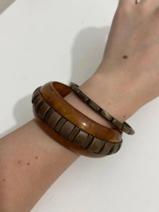 Set 2 bracciali vintage marrone e oro