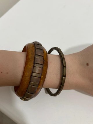 Set 2 bracciali vintage marrone e oro