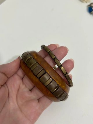 Set 2 bracciali vintage marrone e oro
