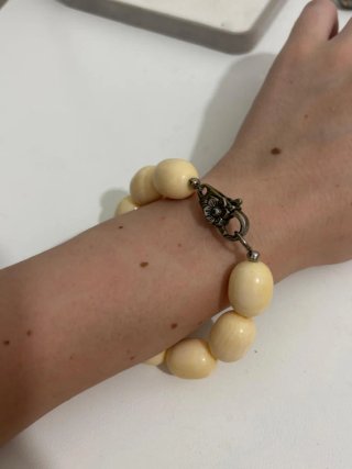 Bracciale vintage perle color panna
