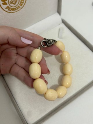 Bracciale vintage perle color panna