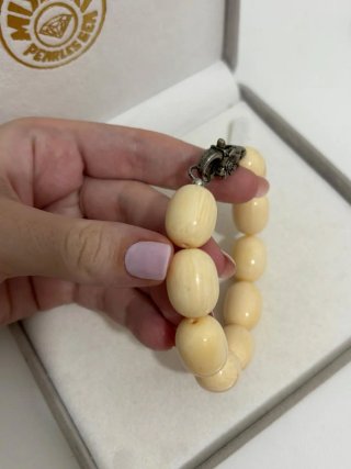 Bracciale vintage perle color panna