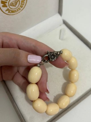 Bracciale vintage perle color panna