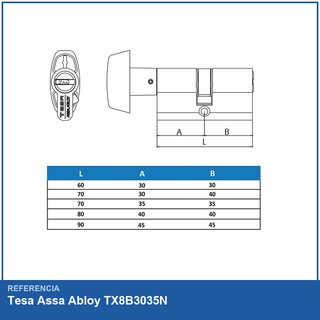 Tesa TX8B3035N cilindro seguridad perfil europeo