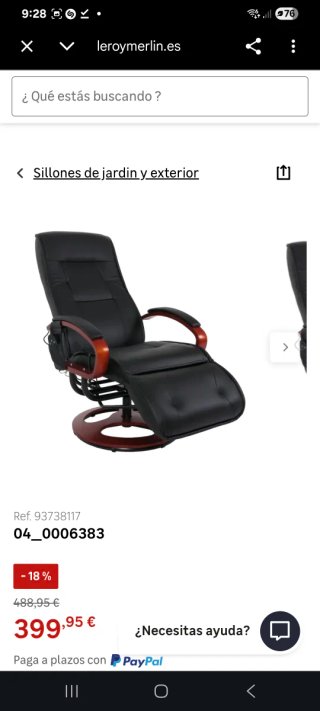 Sillón de masajes eléctrico de piel sintética