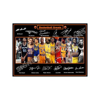 Póster A3 baloncesto firmado Kobe Jordan
