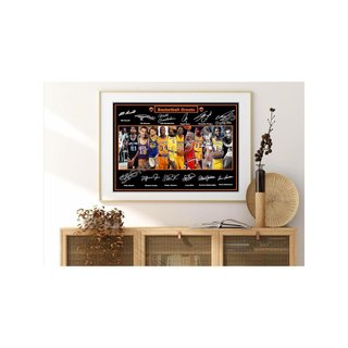 Póster A3 baloncesto firmado Kobe Jordan